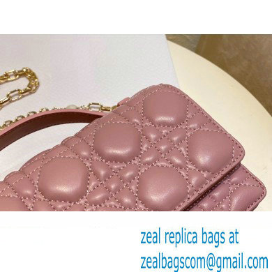Miss Dior Mini Bag in Cannage Lambskin Pink with Removable jewel chain 2024