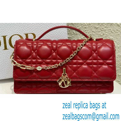 Miss Dior Mini Bag in Cannage Lambskin Red with Removable jewel chain 2024 - Click Image to Close