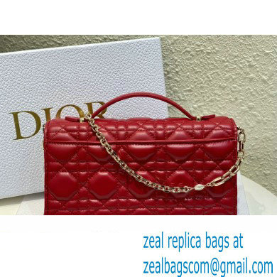 Miss Dior Mini Bag in Cannage Lambskin Red with Removable jewel chain 2024 - Click Image to Close