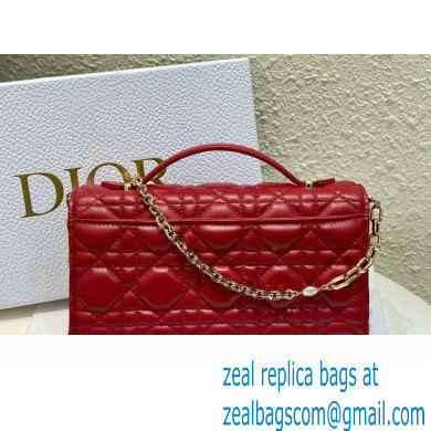 Miss Dior Mini Bag in Cannage Lambskin Red with Removable jewel chain 2024