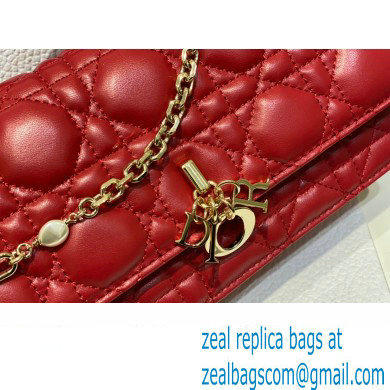 Miss Dior Mini Bag in Cannage Lambskin Red with Removable jewel chain 2024