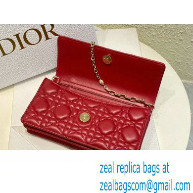 Miss Dior Mini Bag in Cannage Lambskin Red with Removable jewel chain 2024 - Click Image to Close