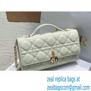 Miss Dior Mini Bag in Cannage Lambskin White with Removable jewel chain 2024 - Click Image to Close