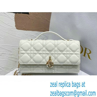 Miss Dior Mini Bag in Cannage Lambskin White with Removable jewel chain 2024 - Click Image to Close