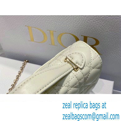 Miss Dior Mini Bag in Cannage Lambskin White with Removable jewel chain 2024 - Click Image to Close