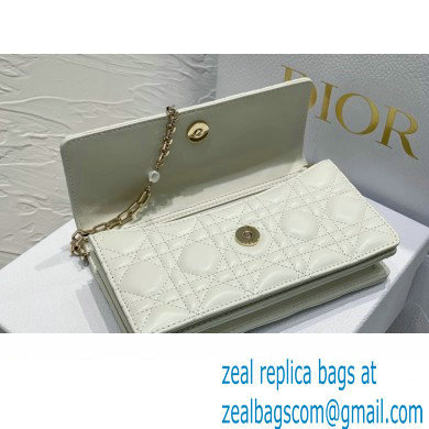 Miss Dior Mini Bag in Cannage Lambskin White with Removable jewel chain 2024