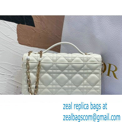 Miss Dior Mini Bag in Cannage Lambskin White with Removable jewel chain 2024