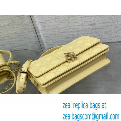 Miss Dior Top Handle Bag in Pastel Yellow Cannage Lambskin 2023