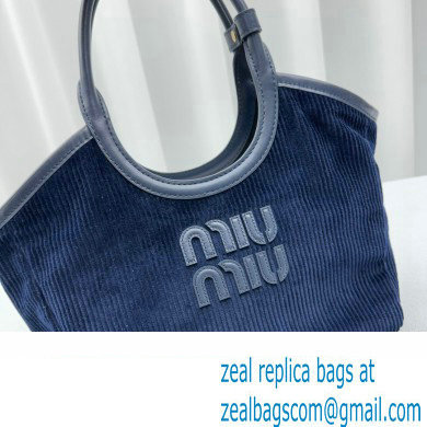 Miu Miu IVY Corduroy Small Tote bag 5BA284 Blue