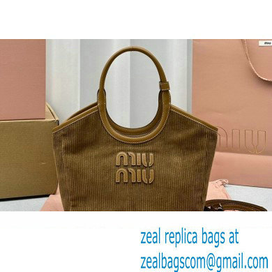 Miu Miu IVY Corduroy Small Tote bag 5BA284 Brown