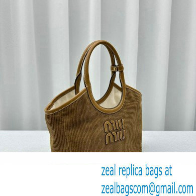 Miu Miu IVY Corduroy Small Tote bag 5BA284 Brown