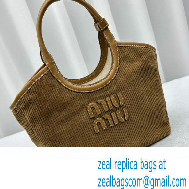 Miu Miu IVY Corduroy Small Tote bag 5BA284 Brown