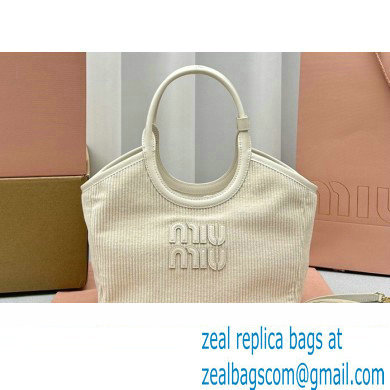 Miu Miu IVY Corduroy Small Tote bag 5BA284 White