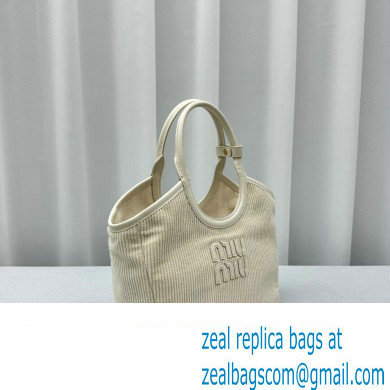 Miu Miu IVY Corduroy Small Tote bag 5BA284 White - Click Image to Close
