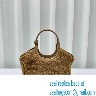 Miu Miu IVY Shearling Small Tote bag 5BA284 Brown - Click Image to Close