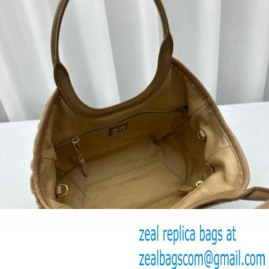Miu Miu IVY Shearling Small Tote bag 5BA284 Brown - Click Image to Close