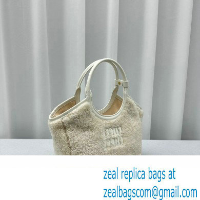 Miu Miu IVY Shearling Small Tote bag 5BA284 White