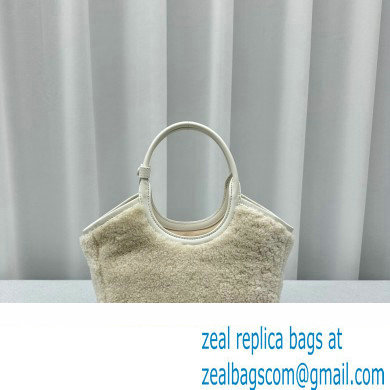 Miu Miu IVY Shearling Small Tote bag 5BA284 White