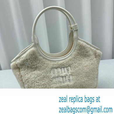 Miu Miu IVY Shearling Small Tote bag 5BA284 White - Click Image to Close