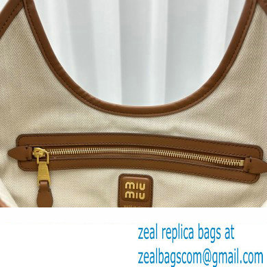 Miu Miu IVY leather patchwork bag 5BG231 Cognac 2024
