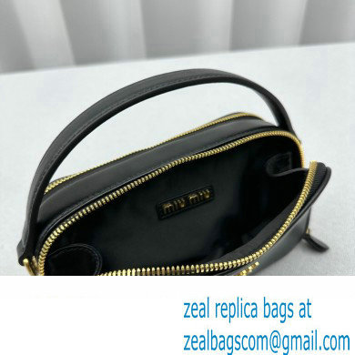 Miu Miu Leather shoulder bag 5BH229 Black 2024 - Click Image to Close