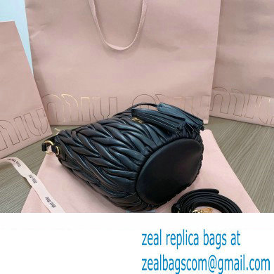 Miu Miu Matelasse nappa leather Bucket Bag 5BE084 Black - Click Image to Close