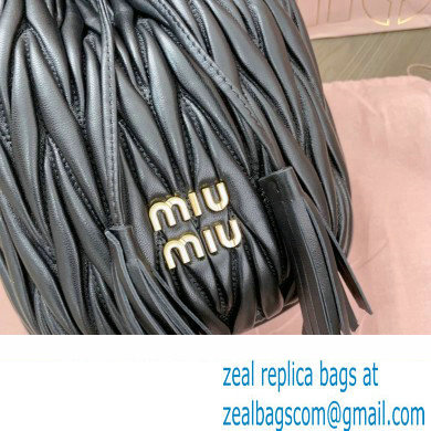 Miu Miu Matelasse nappa leather Bucket Bag 5BE084 Black - Click Image to Close