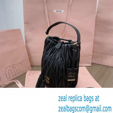 Miu Miu Matelasse nappa leather Bucket Bag 5BE084 Black