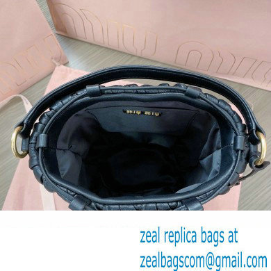 Miu Miu Matelasse nappa leather Bucket Bag 5BE084 Black - Click Image to Close