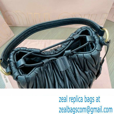 Miu Miu Matelasse nappa leather Bucket Bag 5BE084 Black