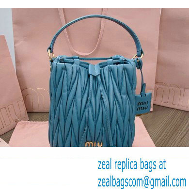 Miu Miu Matelasse nappa leather Bucket Bag 5BE084 Blue