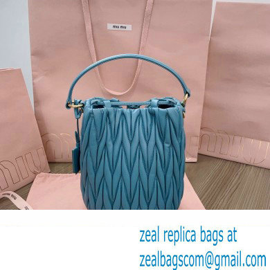 Miu Miu Matelasse nappa leather Bucket Bag 5BE084 Blue