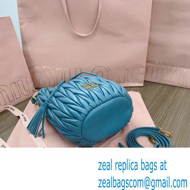 Miu Miu Matelasse nappa leather Bucket Bag 5BE084 Blue