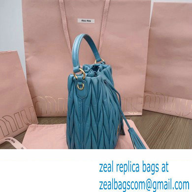 Miu Miu Matelasse nappa leather Bucket Bag 5BE084 Blue - Click Image to Close