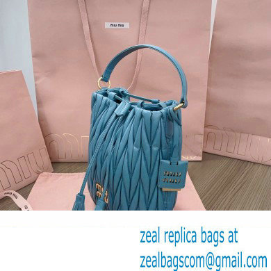 Miu Miu Matelasse nappa leather Bucket Bag 5BE084 Blue