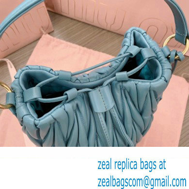 Miu Miu Matelasse nappa leather Bucket Bag 5BE084 Blue