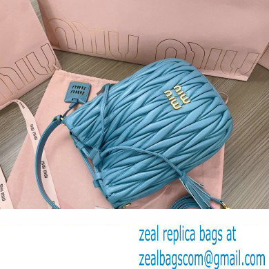 Miu Miu Matelasse nappa leather Bucket Bag 5BE084 Blue - Click Image to Close