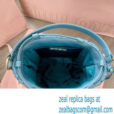 Miu Miu Matelasse nappa leather Bucket Bag 5BE084 Blue - Click Image to Close