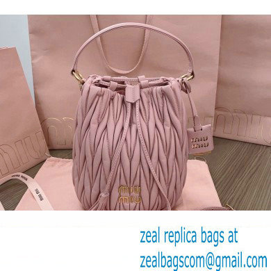 Miu Miu Matelasse nappa leather Bucket Bag 5BE084 Pink