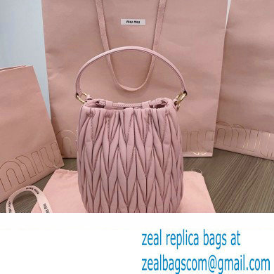 Miu Miu Matelasse nappa leather Bucket Bag 5BE084 Pink