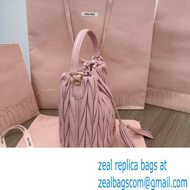 Miu Miu Matelasse nappa leather Bucket Bag 5BE084 Pink