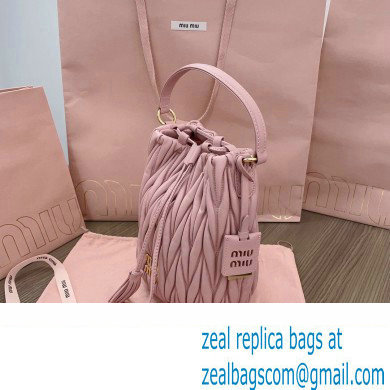 Miu Miu Matelasse nappa leather Bucket Bag 5BE084 Pink