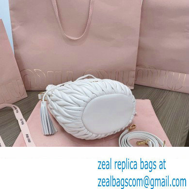 Miu Miu Matelasse nappa leather Bucket Bag 5BE084 White