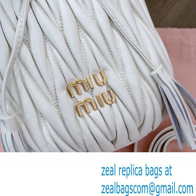 Miu Miu Matelasse nappa leather Bucket Bag 5BE084 White