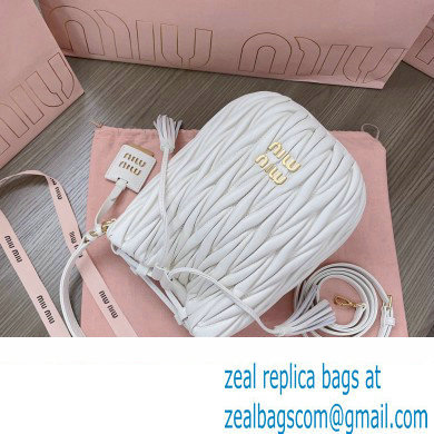 Miu Miu Matelasse nappa leather Bucket Bag 5BE084 White