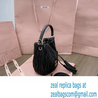 Miu Miu Matelasse nappa leather Bucket Bag 5BE085 Black