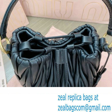 Miu Miu Matelasse nappa leather Bucket Bag 5BE085 Black - Click Image to Close