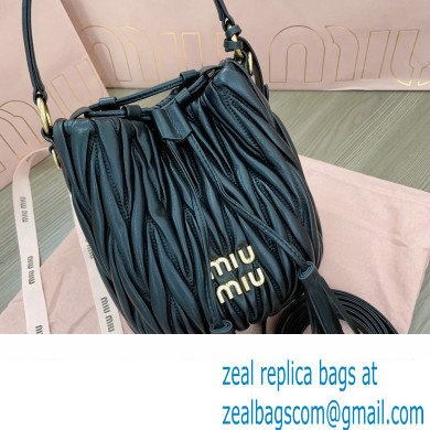 Miu Miu Matelasse nappa leather Bucket Bag 5BE085 Black