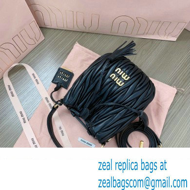 Miu Miu Matelasse nappa leather Bucket Bag 5BE085 Black