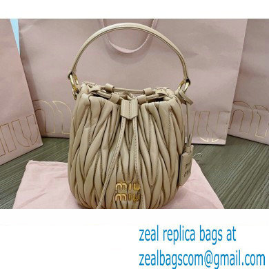 Miu Miu Matelasse nappa leather Bucket Bag 5BE085 Nude